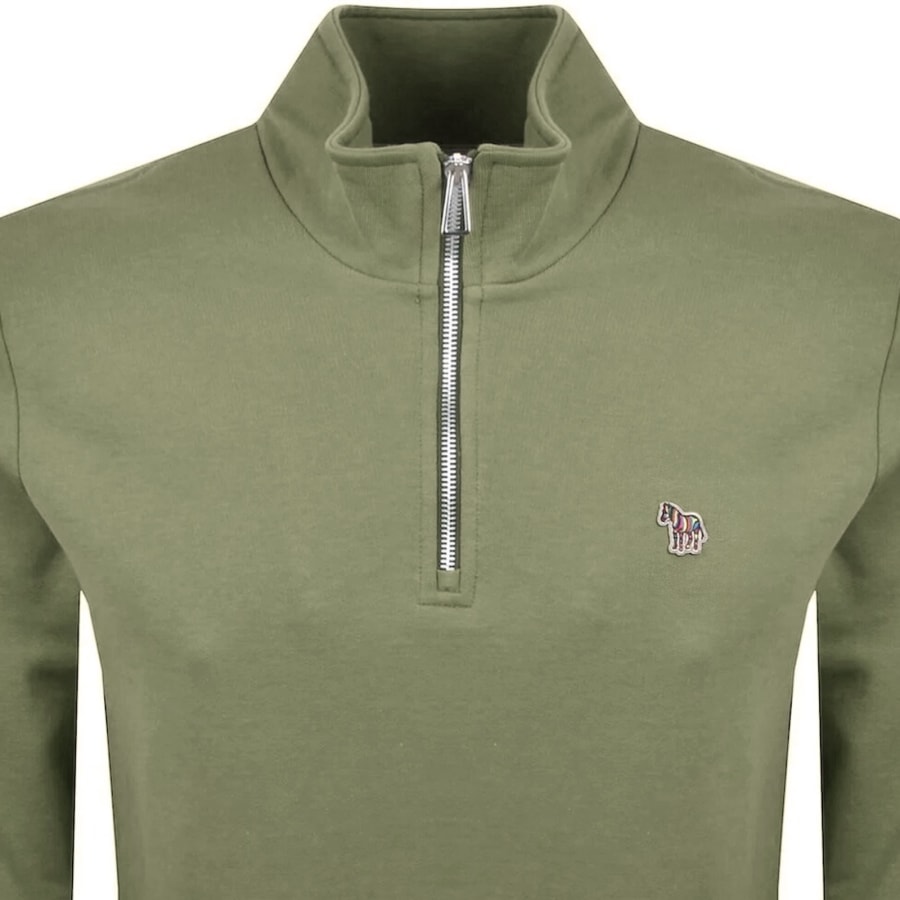 Image number 2 for Paul Smith Zebra Half Zip Sweatshirt Green
