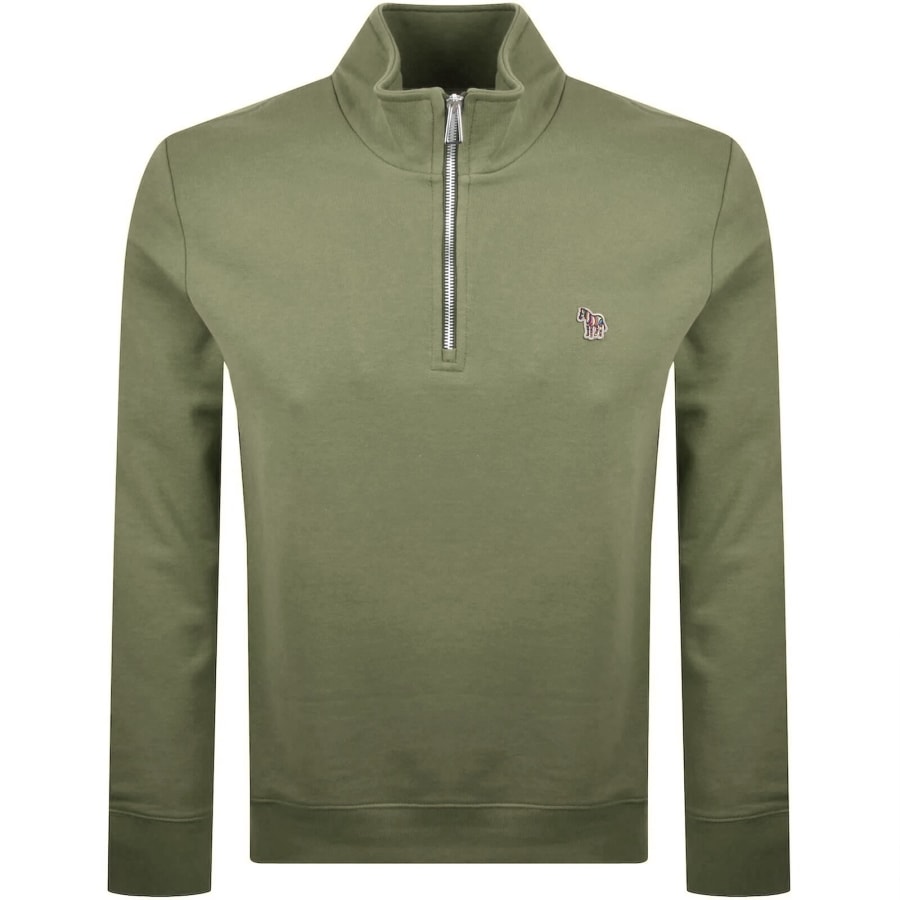 Image number 1 for Paul Smith Zebra Half Zip Sweatshirt Green