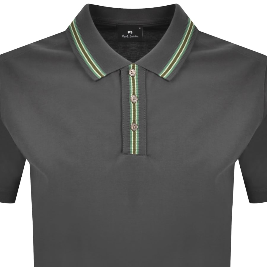 Image number 2 for Paul Smith Tipped Polo T Shirt Grey