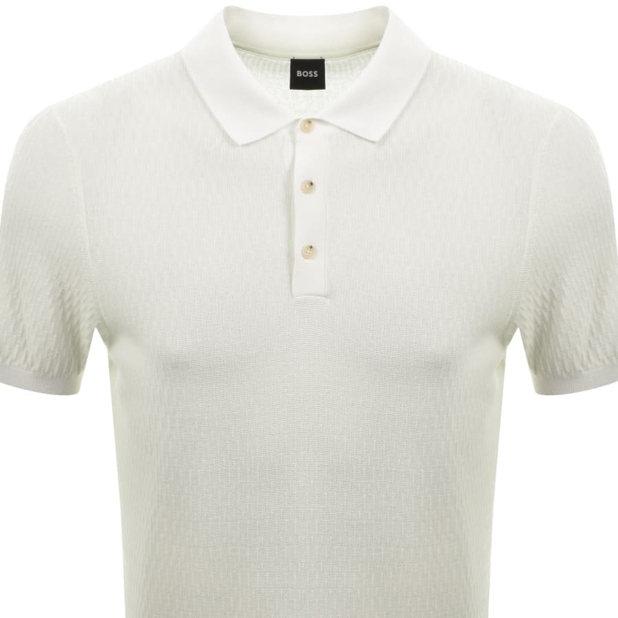 Image number 2 for BOSS Lurazio Knit Polo Cream