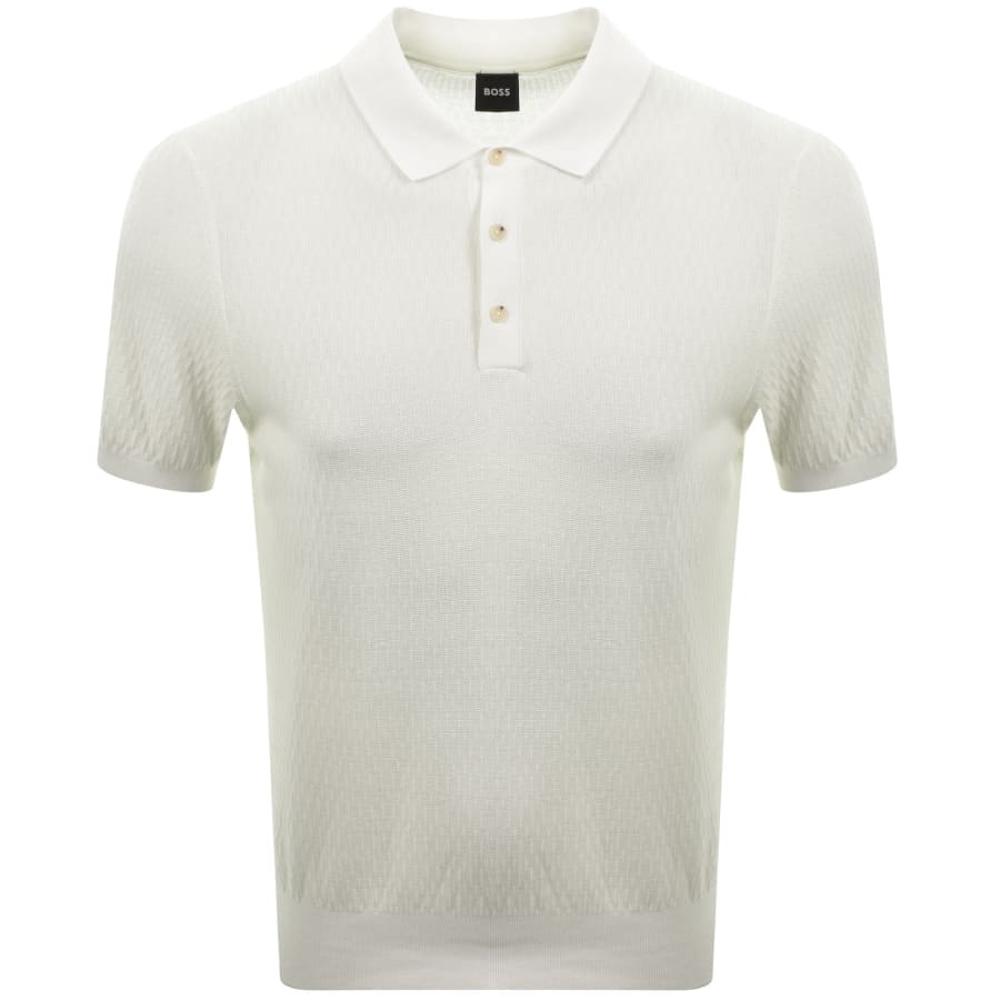 Image number 1 for BOSS Lurazio Knit Polo Cream