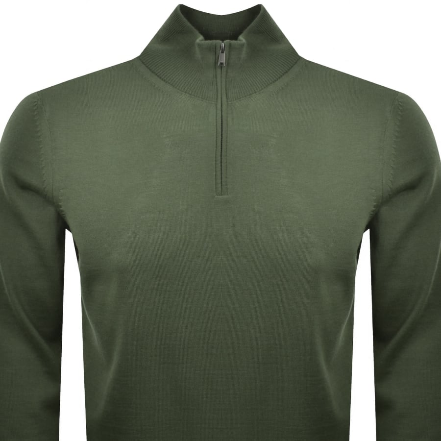 Image number 2 for BOSS Ebenji Quarter Zip Wool Jumper Green