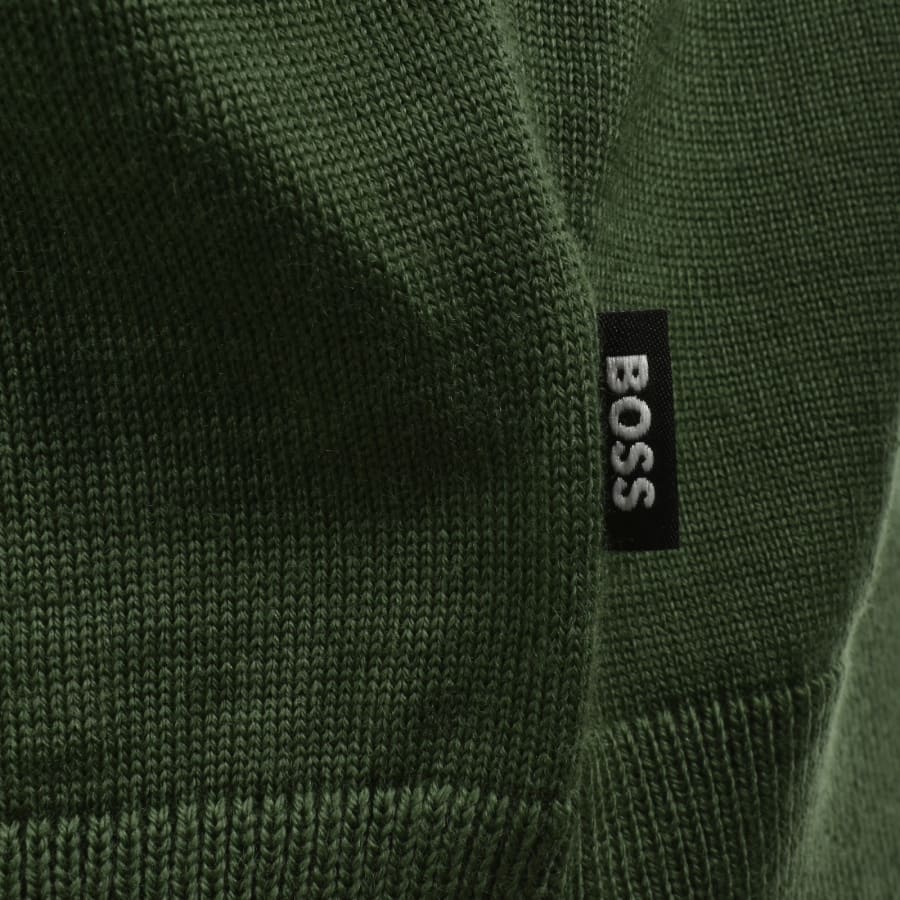 Image number 3 for BOSS Ebenji Quarter Zip Wool Jumper Green