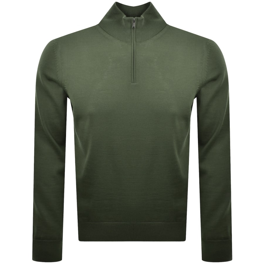 Image number 1 for BOSS Ebenji Quarter Zip Wool Jumper Green
