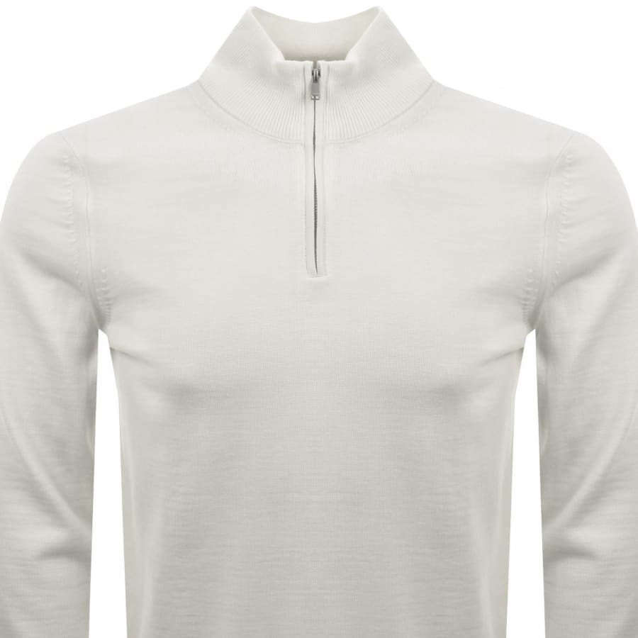 Image number 2 for BOSS Ebenji Quarter Zip Wool Jumper Cream