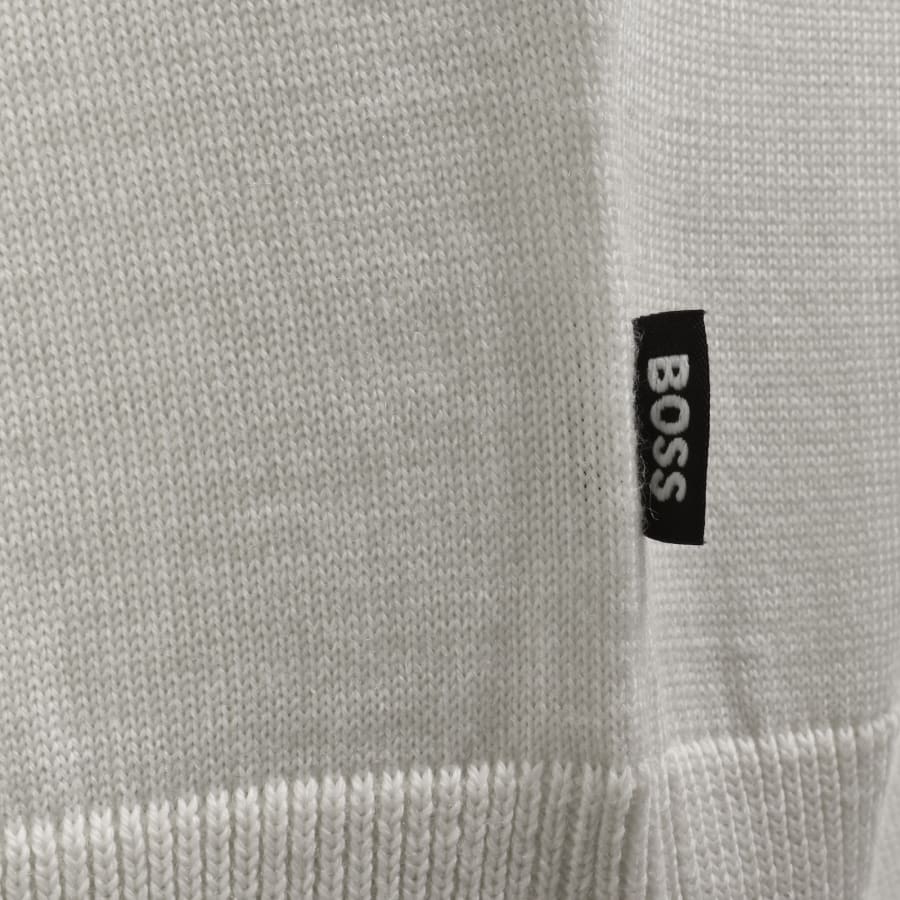 Image number 3 for BOSS Ebenji Quarter Zip Wool Jumper Cream