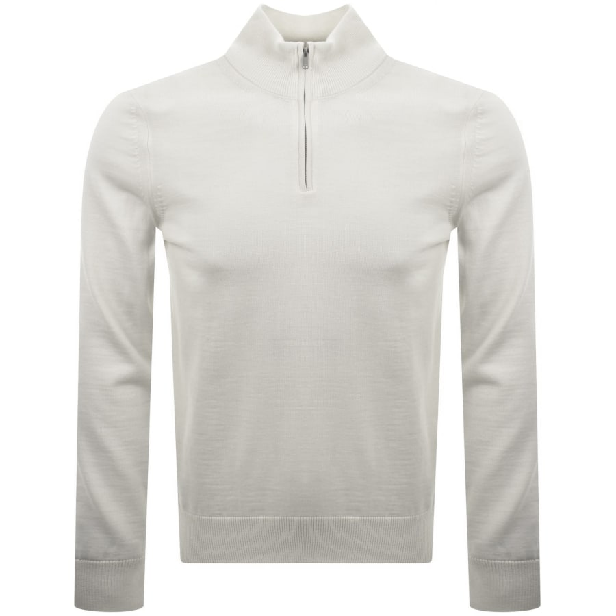 Image number 1 for BOSS Ebenji Quarter Zip Wool Jumper Cream