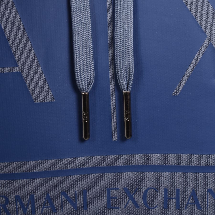 Image number 4 for Armani Exchange Logo Hoodie Blue