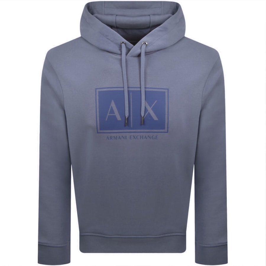 Image number 1 for Armani Exchange Logo Hoodie Blue