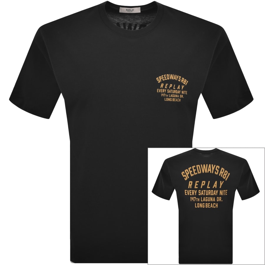Image number 1 for Replay Graphic T Shirt Black