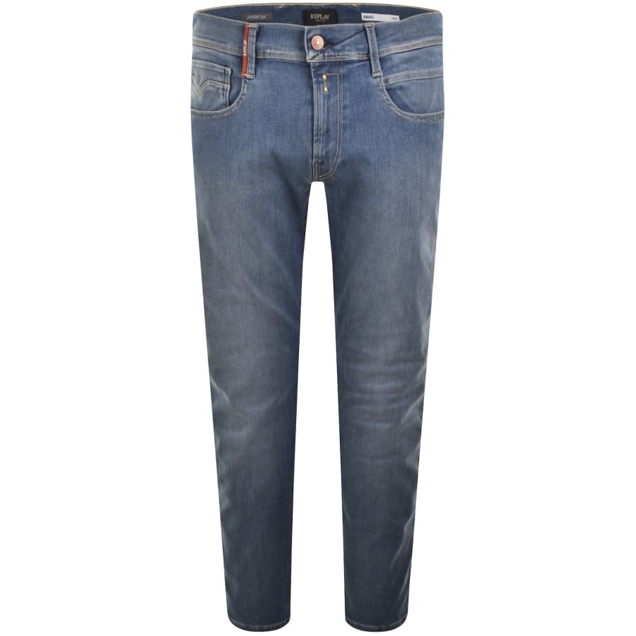 Image number 2 for Replay Anbass Slim Fit Jeans Light Wash Blue