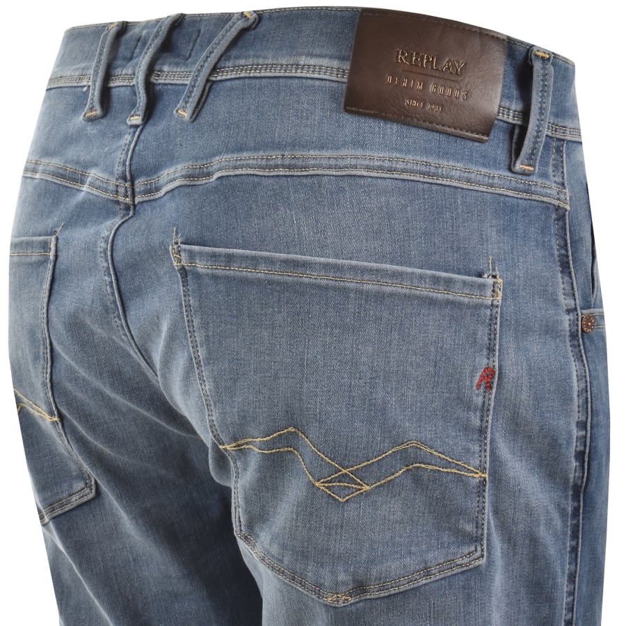 Image number 4 for Replay Anbass Slim Fit Jeans Light Wash Blue