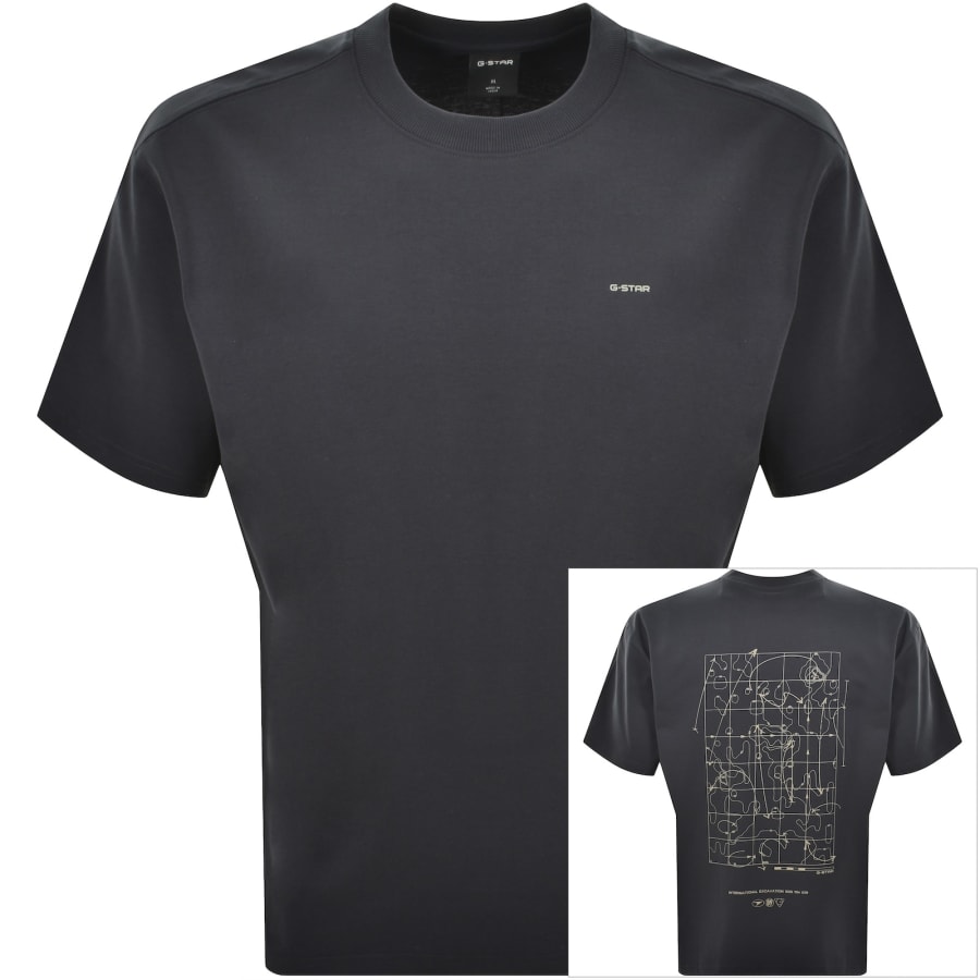 Image number 1 for G-Star Back Graphic T Shirt Petrol Blue