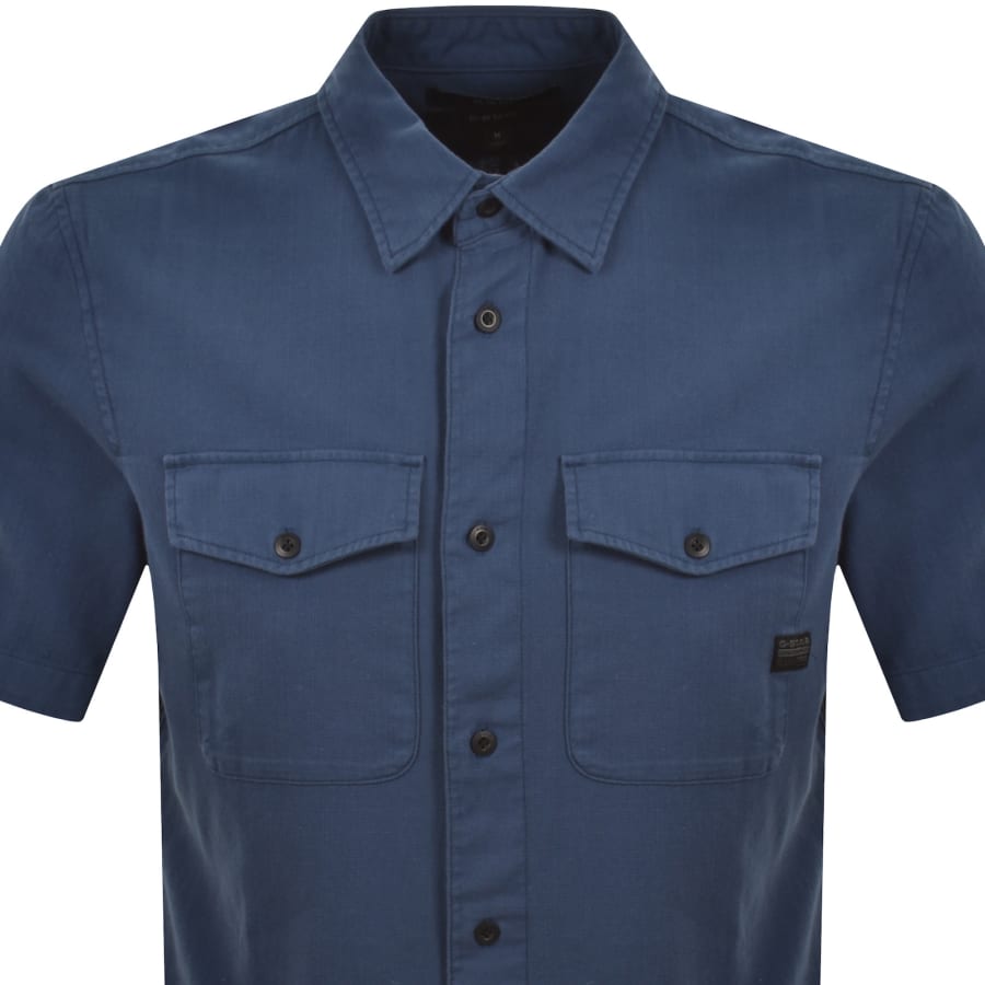 Image number 2 for G-Star Marine Slim Short Sleeved Shirt Blue