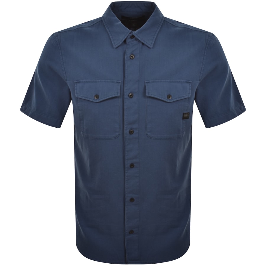 Image number 1 for G-Star Marine Slim Short Sleeved Shirt Blue