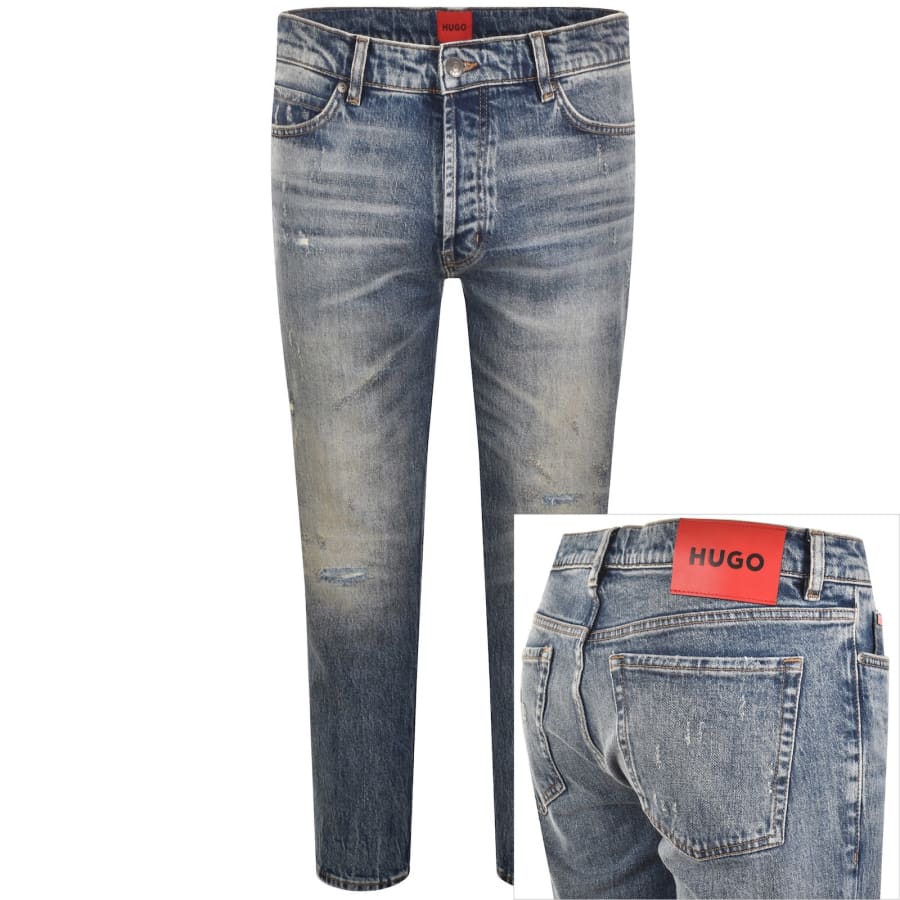 Image number 1 for HUGO 634 Tapered Fit Jeans Mid Wash Blue