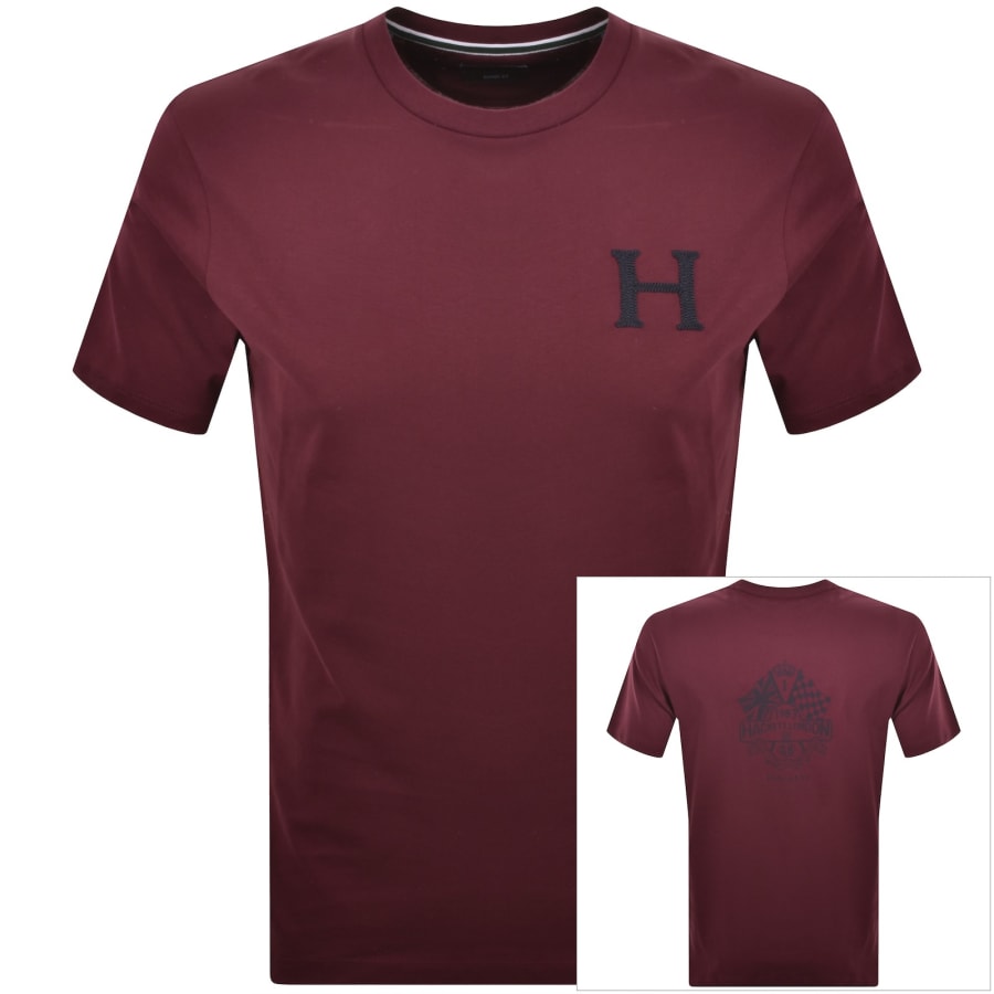 Image number 1 for Hackett Heritage H Back T Shirt Burgundy