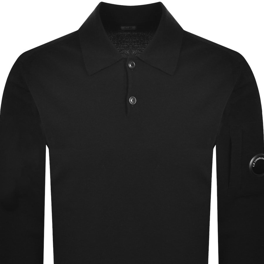 Image number 3 for CP Company Merino Wool Knit Polo Black