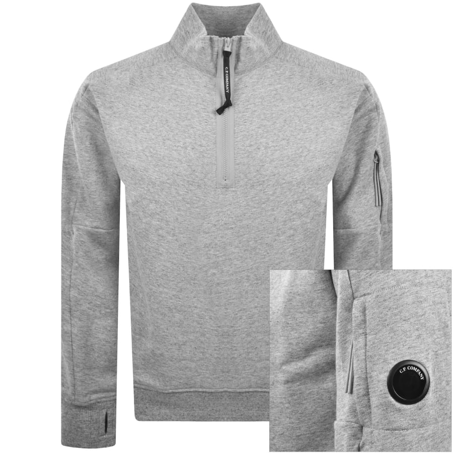 Image number 1 for CP Company Half Zip Sweatshirt Grey