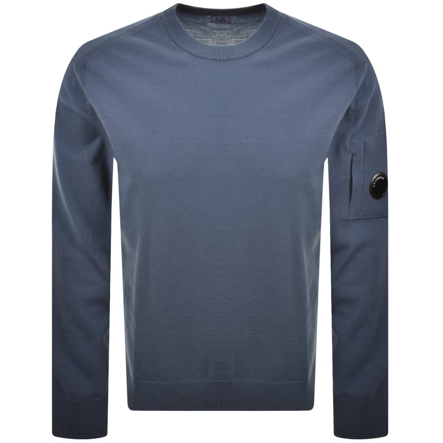 Image number 2 for CP Company Rib Knit Jumper Blue