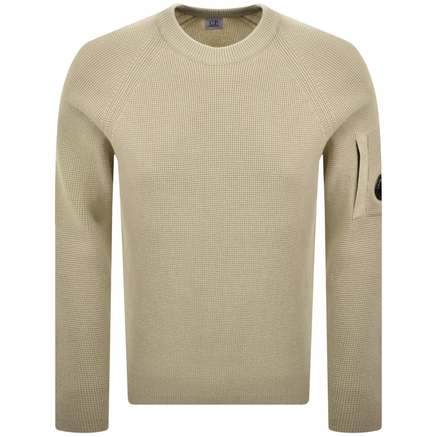 Image number 2 for CP Company Waffle Knit Jumper Beige