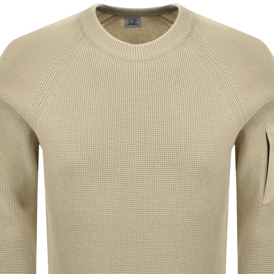 Image number 3 for CP Company Waffle Knit Jumper Beige