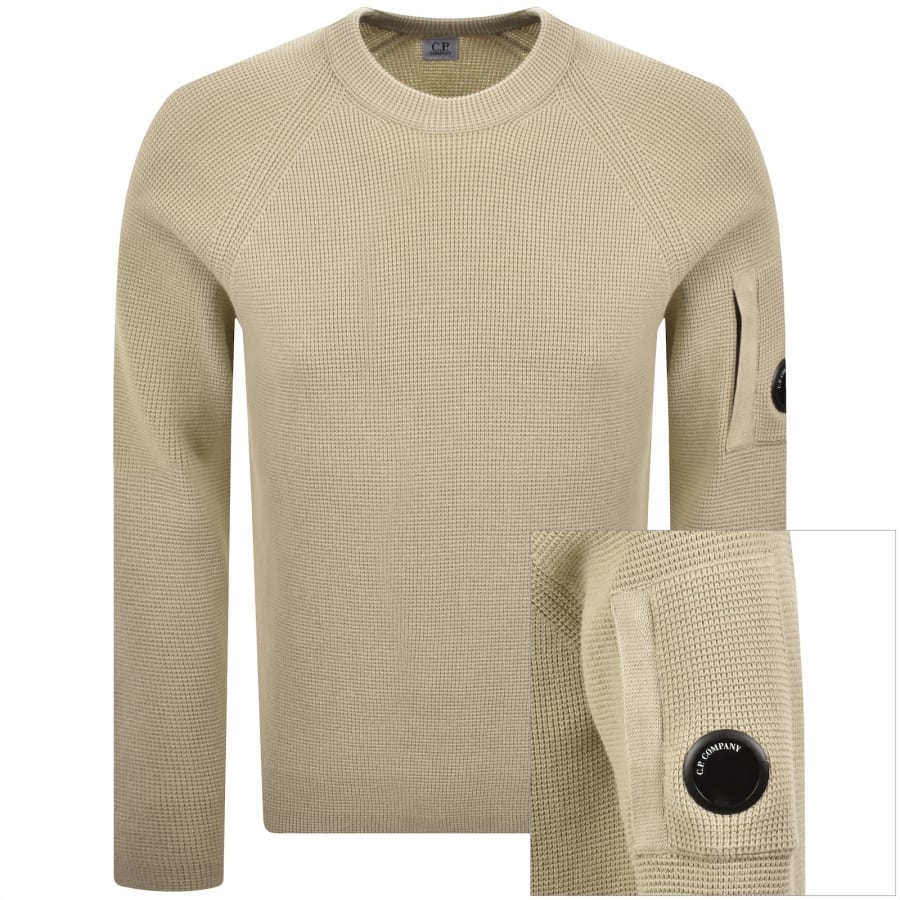 Image number 1 for CP Company Waffle Knit Jumper Beige