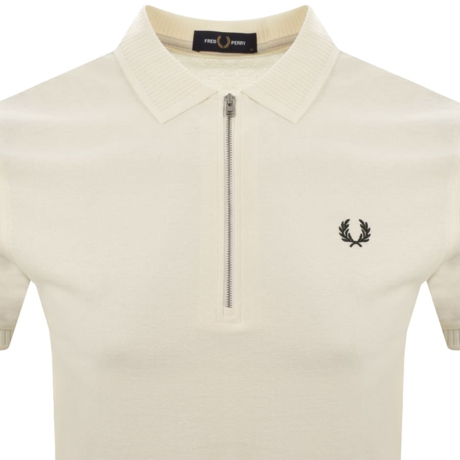 Image number 2 for Fred Perry Crepe Pique Polo T Shirt Cream