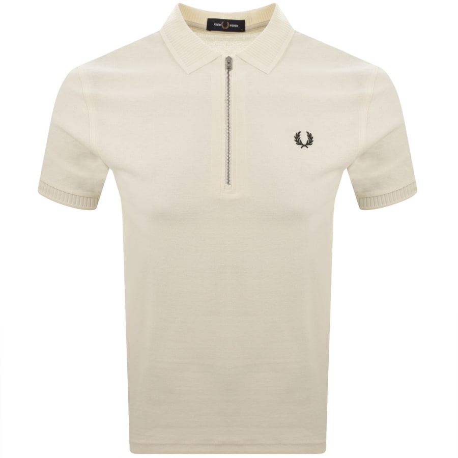 Image number 1 for Fred Perry Crepe Pique Polo T Shirt Cream