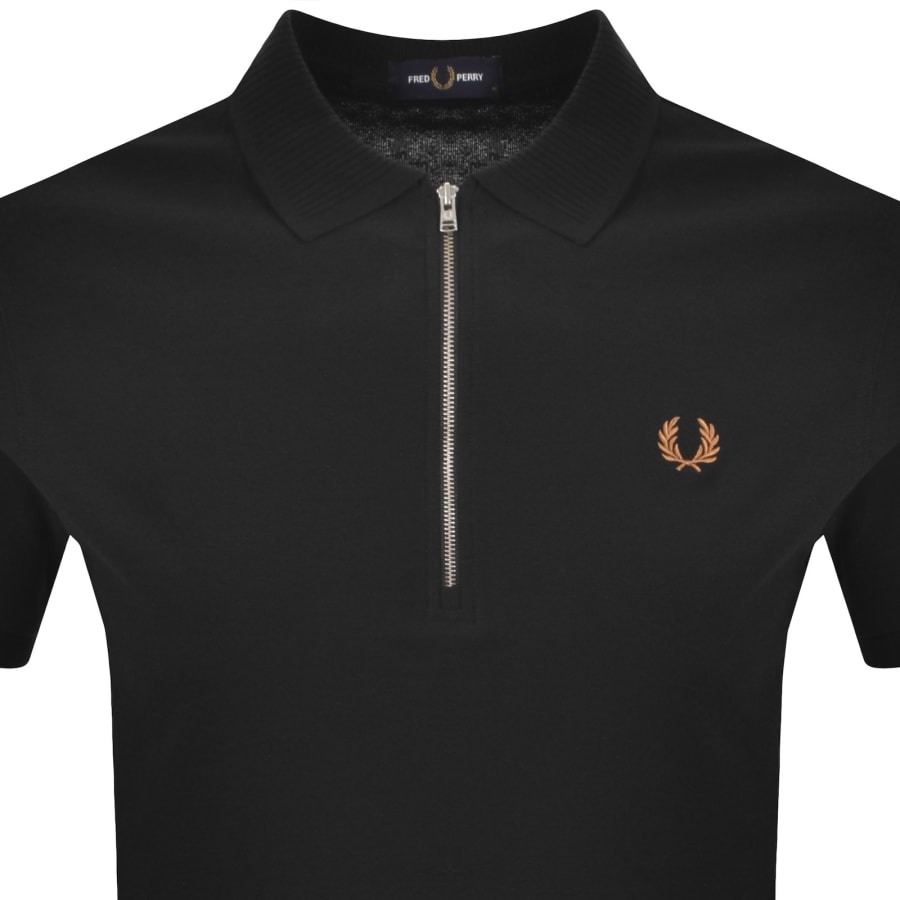 Image number 2 for Fred Perry Crepe Pique Polo T Shirt Black