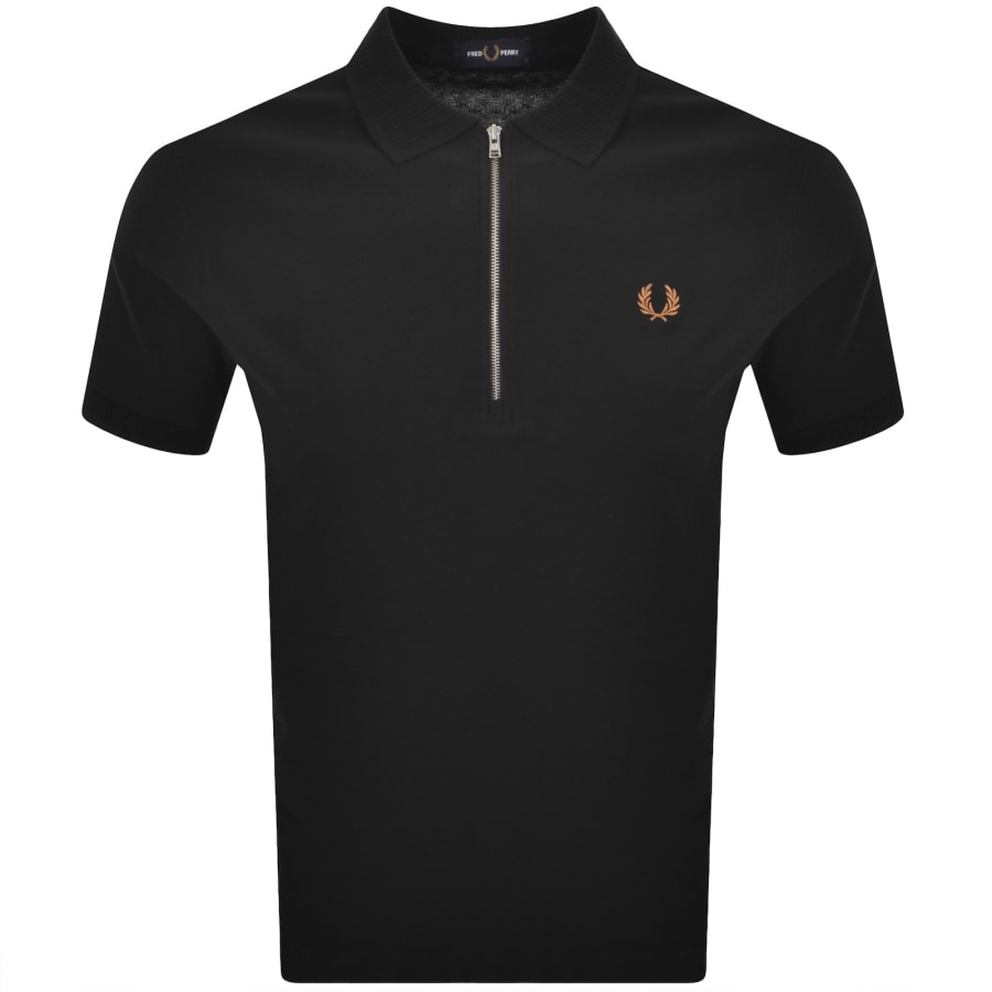 Image number 1 for Fred Perry Crepe Pique Polo T Shirt Black