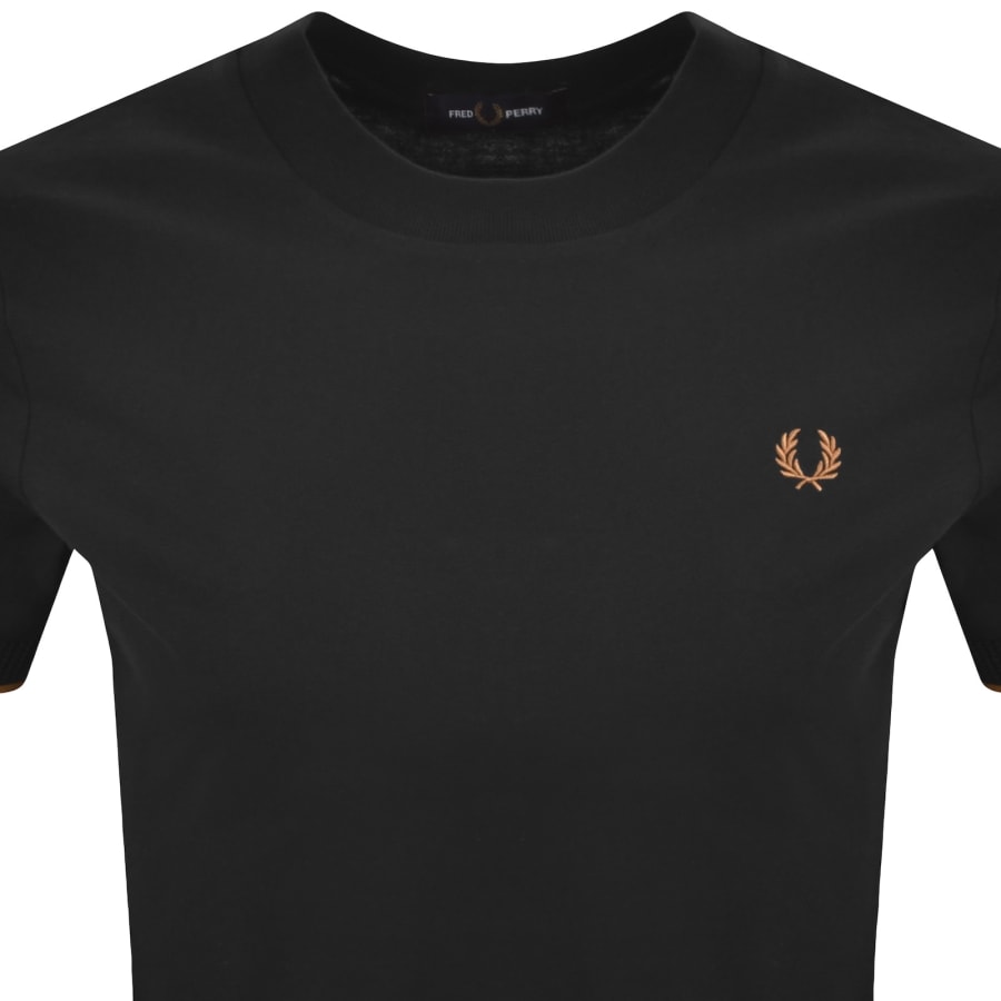 Image number 2 for Fred Perry Mesh Cuff T Shirt Black