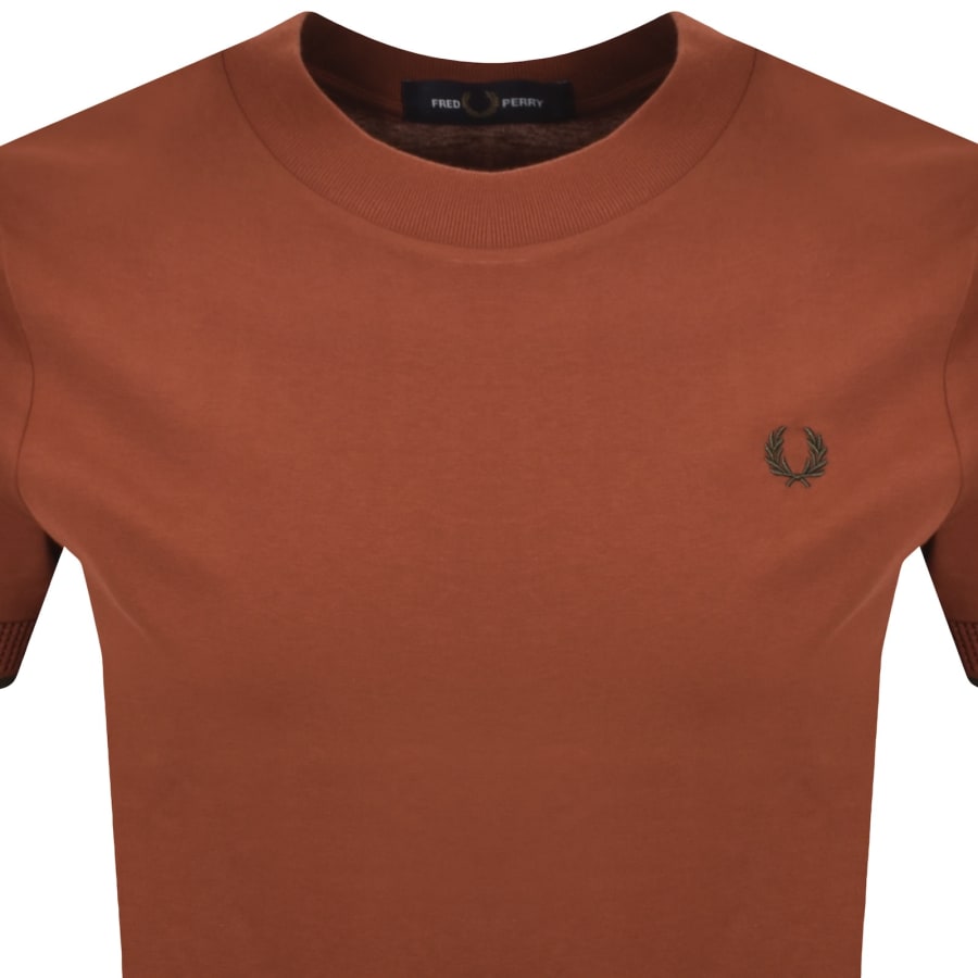 Image number 2 for Fred Perry Mesh Cuff T Shirt Brown