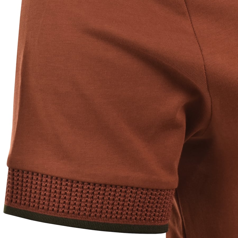 Image number 4 for Fred Perry Mesh Cuff T Shirt Brown