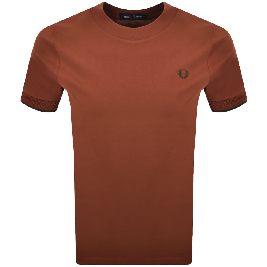 Image number 1 for Fred Perry Mesh Cuff T Shirt Brown