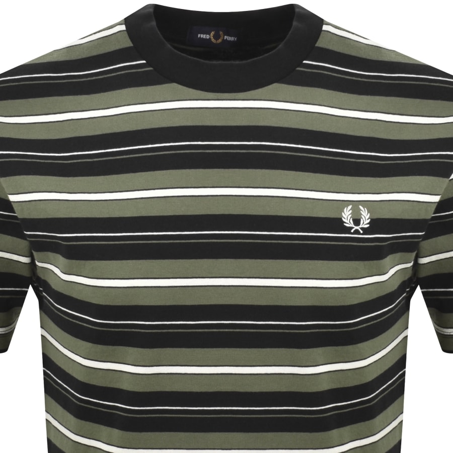 Image number 2 for Fred Perry Heavyweight Striped T Shirt Black