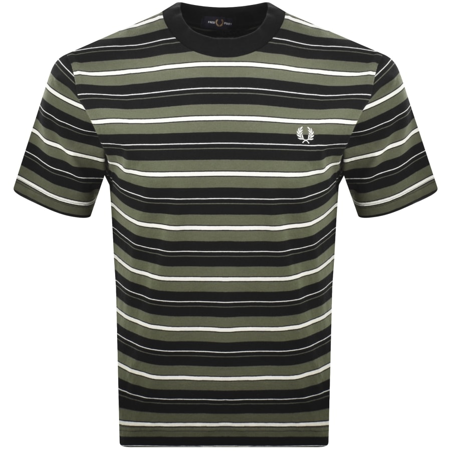 Image number 1 for Fred Perry Heavyweight Striped T Shirt Black