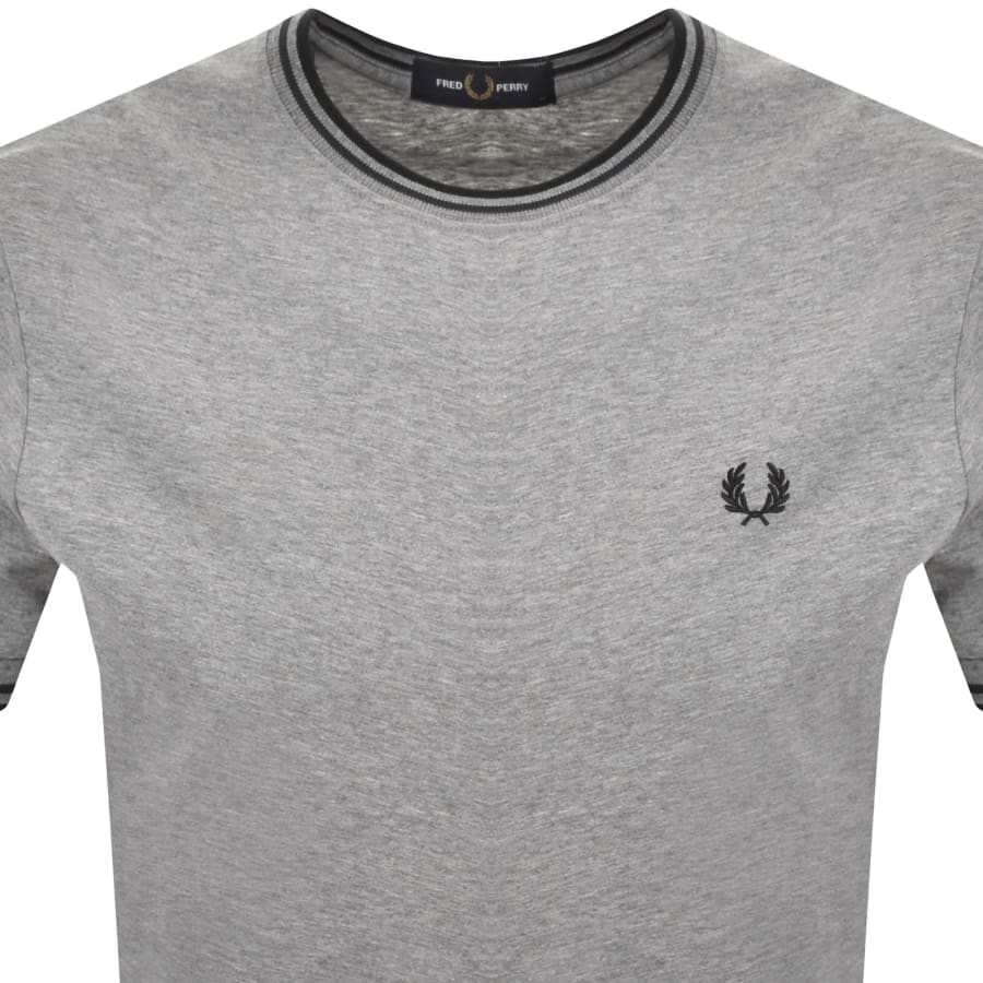 Image number 2 for Fred Perry Twin Tipped T Shirt Stone Marl Grey