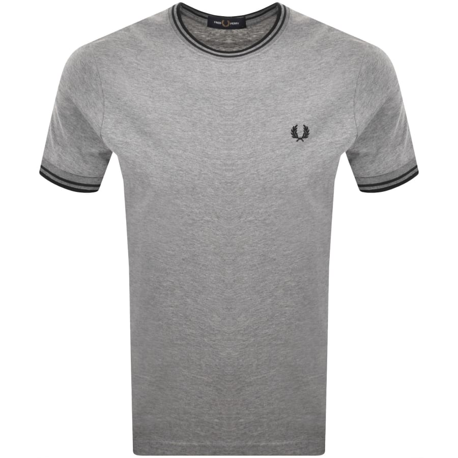 Image number 1 for Fred Perry Twin Tipped T Shirt Stone Marl Grey