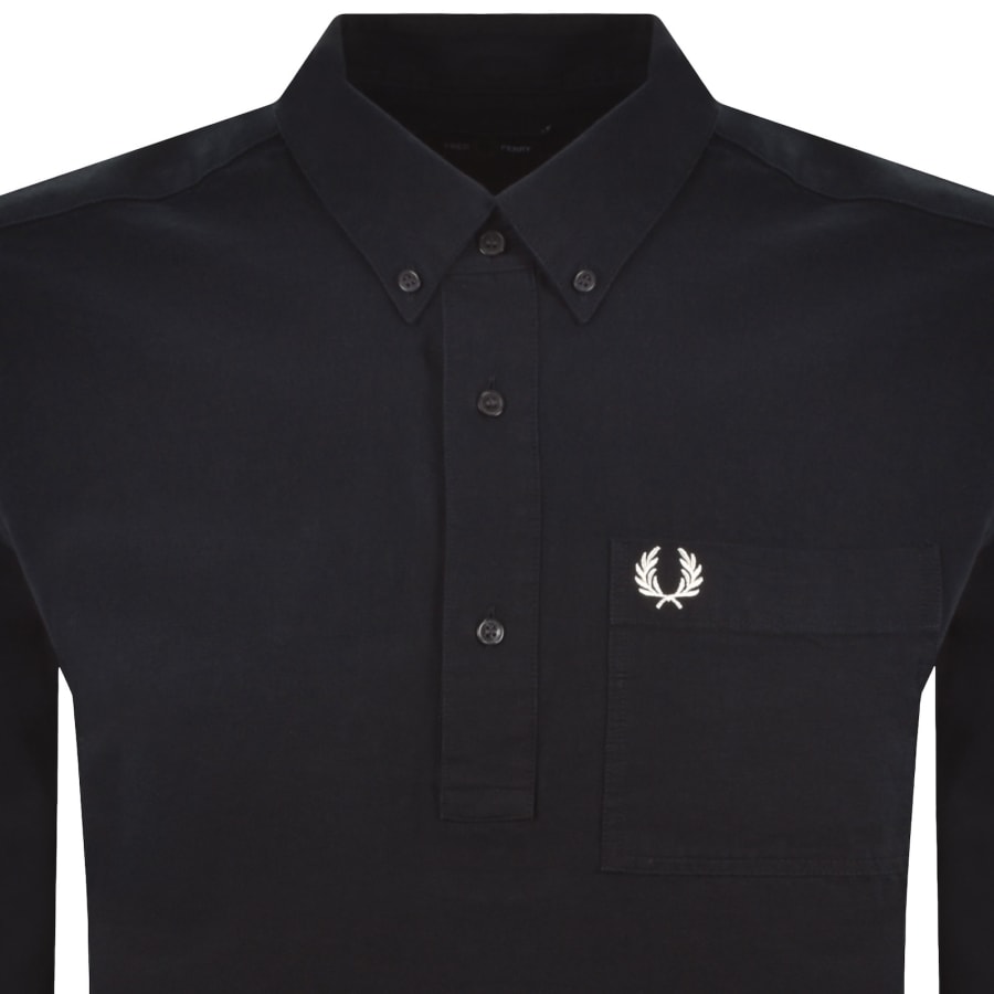 Image number 2 for Fred Perry Long Sleeve Pullover Shirt Navy