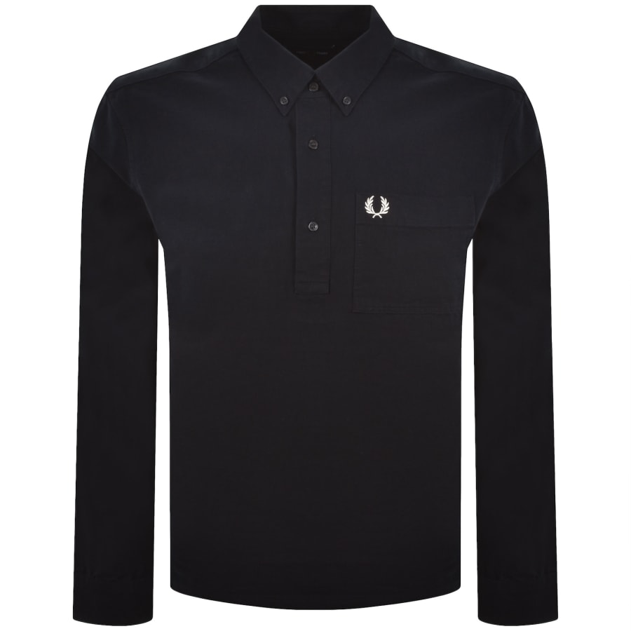 Image number 1 for Fred Perry Long Sleeve Pullover Shirt Navy