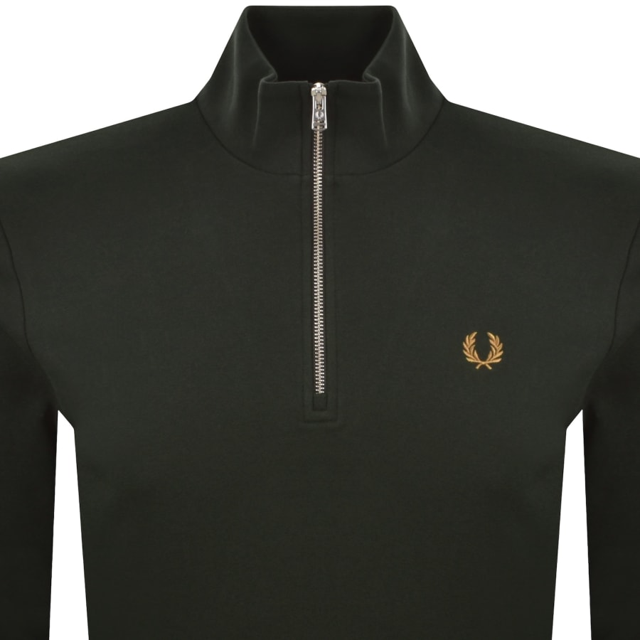 Image number 2 for Fred Perry Half Zip Sweatshirt Night Green