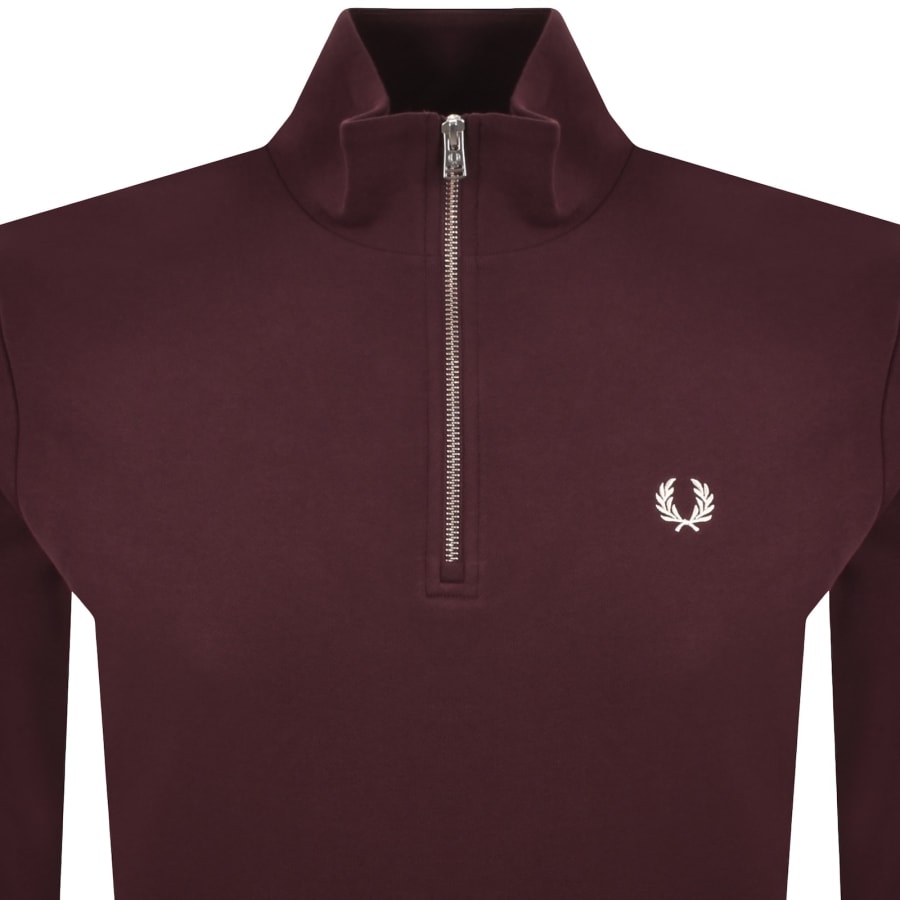 Image number 2 for Fred Perry Half Zip Sweatshirt Red