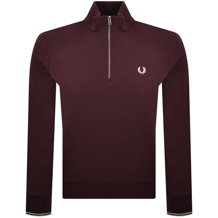 Image number 1 for Fred Perry Half Zip Sweatshirt Red