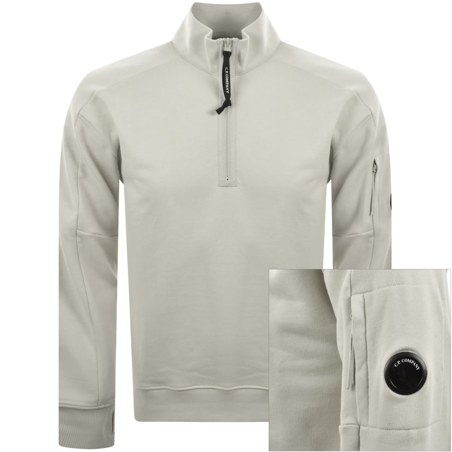 Image number 1 for CP Company Half Zip Sweatshirt Beige