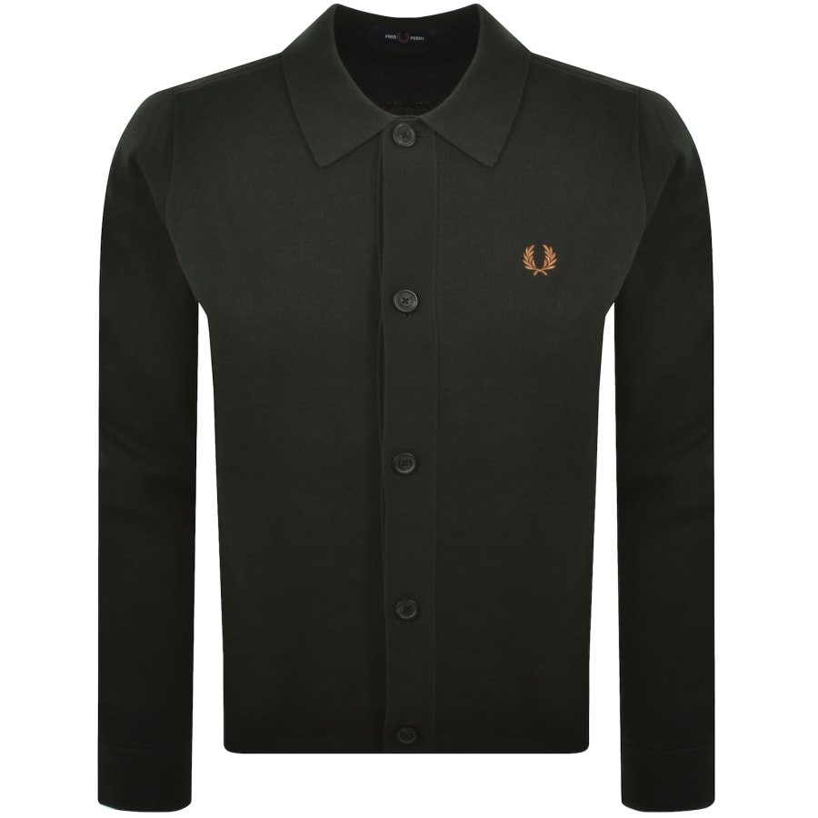 Image number 1 for Fred Perry Knit Overshirt Green