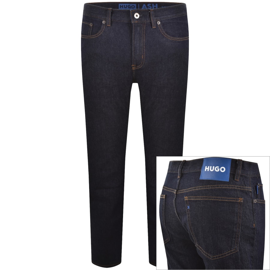 Image number 1 for HUGO Blue Ash Dark Wash Slim Fit Jeans Blue
