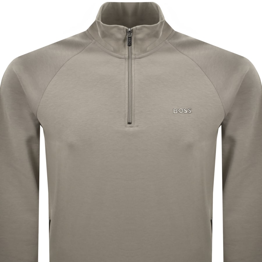 Image number 2 for BOSS Sense Quarter Zip Sweatshirt Beige