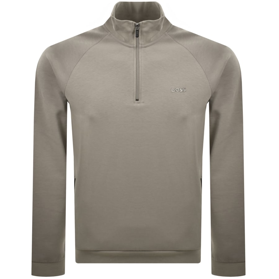 Image number 1 for BOSS Sense Quarter Zip Sweatshirt Beige