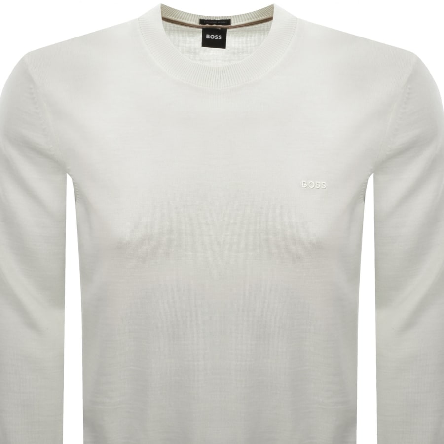 Image number 2 for BOSS Leno Merino Wool Knit Jumper Cream